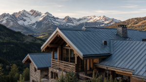 Toiture en zinc sur chalet de montagne en climat alpin